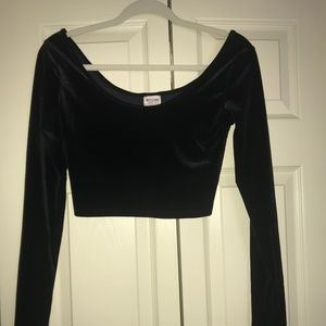 Velvet Long Sleeve Crop Top - Small